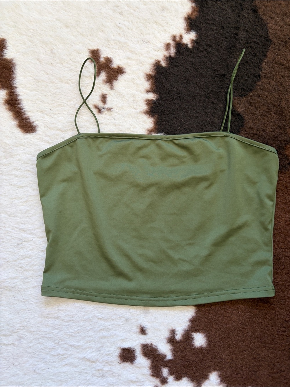 Cider Olive Green Spaghetti Strap Crop Cami